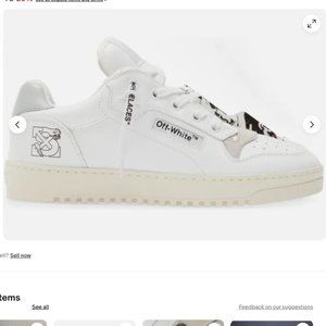OFF WHITE x SAL BARBIER VULCANIZED LOW TOP in WHITE/GRAY sz 9US/ 41 EU